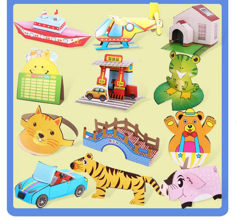 Kids Handcraft Three-Dimensional Puzzle Children's DIY Handmade Model Creative Stationery Colorful Origami Educational Toy