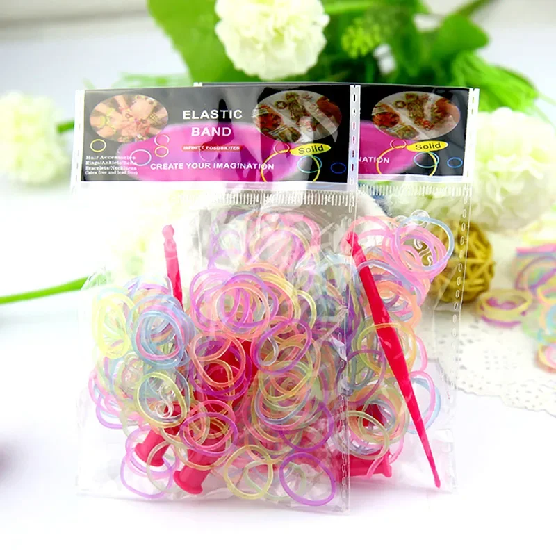 High Quality  Bright Color Children Diy Handmade Rubber Band Knitting Toys Colorful Bracelet Weaving Diy Loom Bands 600pcs /bag