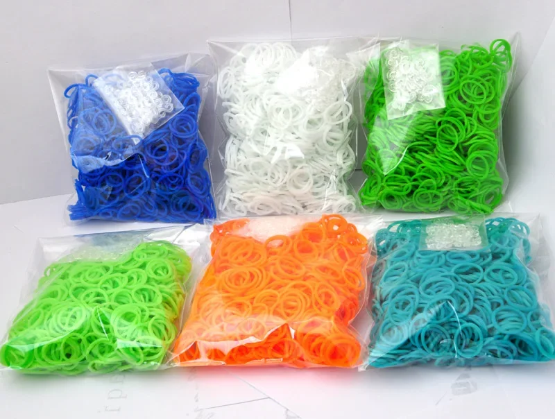 High Quality  Bright Color Children Diy Handmade Rubber Band Knitting Toys Colorful Bracelet Weaving Diy Loom Bands 600pcs /bag