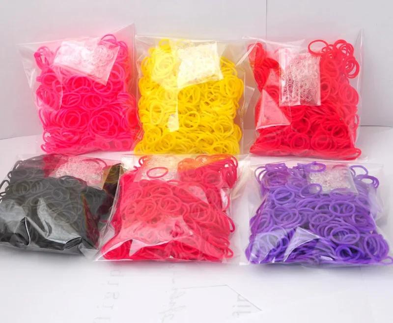 High Quality  Bright Color Children Diy Handmade Rubber Band Knitting Toys Colorful Bracelet Weaving Diy Loom Bands 600pcs /bag