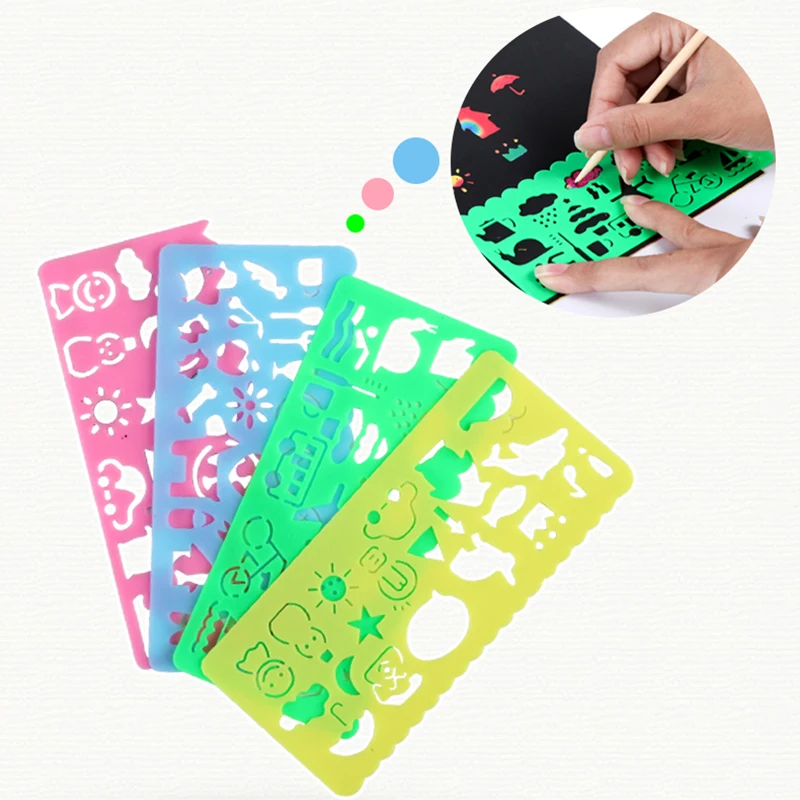 Scratch Painting Children Graffiti Book Scratchprint Colors DIY Handmade Creative Painting Toys Manual Multifunctional Ruler TMZ