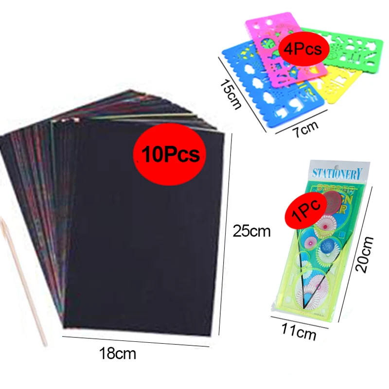 Scratch Painting Children Graffiti Book Scratchprint Colors DIY Handmade Creative Painting Toys Manual Multifunctional Ruler TMZ