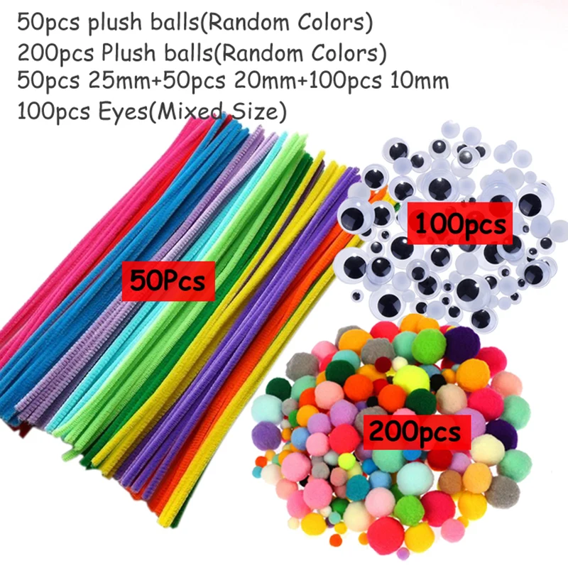 Children Creative Handmade DIY Colorful Twist Stick Activity Eyes Plush Balls Developmental Toys Parent-child Interaction TMZ