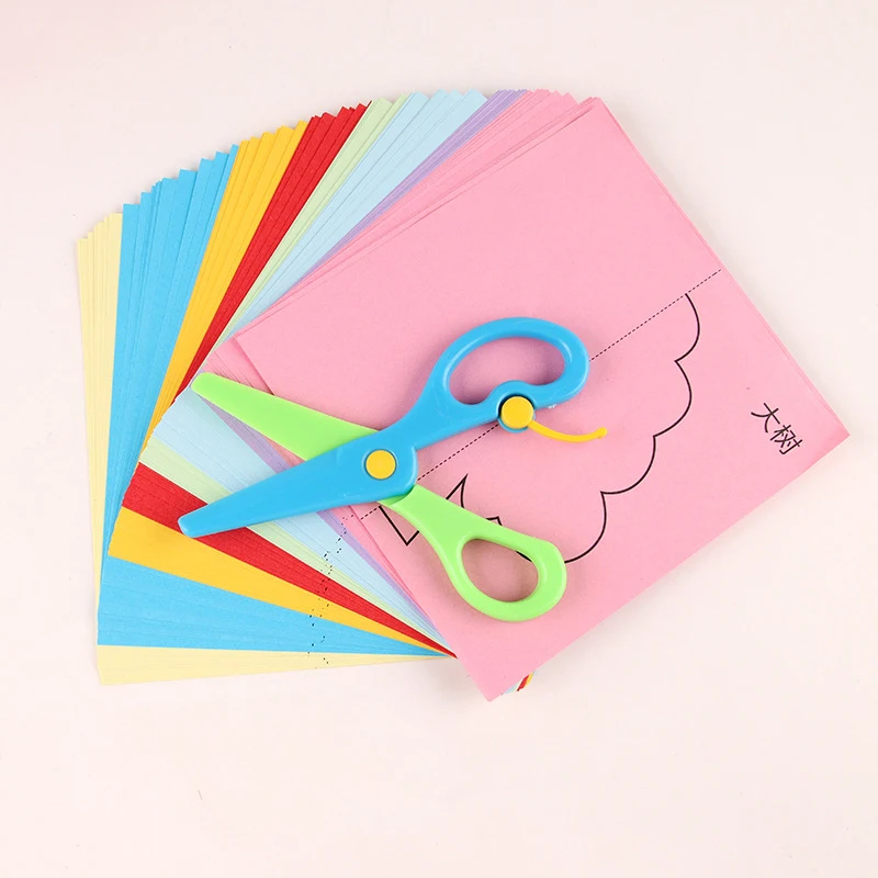 96 Sheets Paper-Cut Set Paper Cutting Scissor Skills Activity Cutting Book Kids DIY Crafts Toys Kits with Child-Safe Scissors