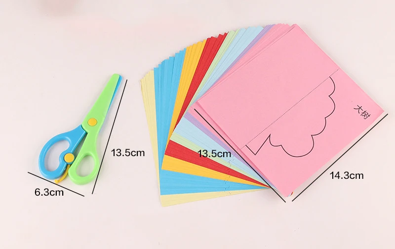 96 Sheets Paper-Cut Set Paper Cutting Scissor Skills Activity Cutting Book Kids DIY Crafts Toys Kits with Child-Safe Scissors