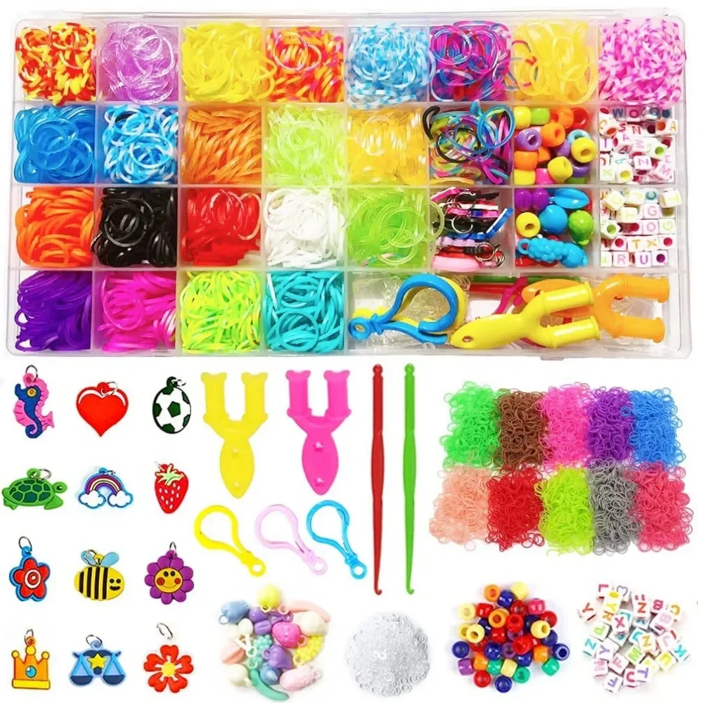 1Set Loom Rubber Bands Bracelet Making Refill Tool Set Kit for Kids DIY Craft Jewelry Making Supplies Materials Girls Boys Gift