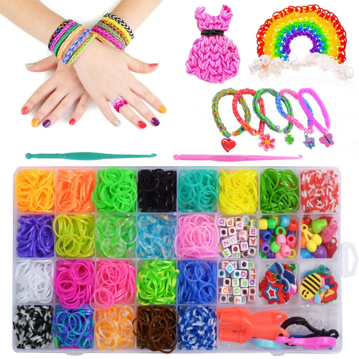 1Set Loom Rubber Bands Bracelet Making Refill Tool Set Kit for Kids DIY Craft Jewelry Making Supplies Materials Girls Boys Gift