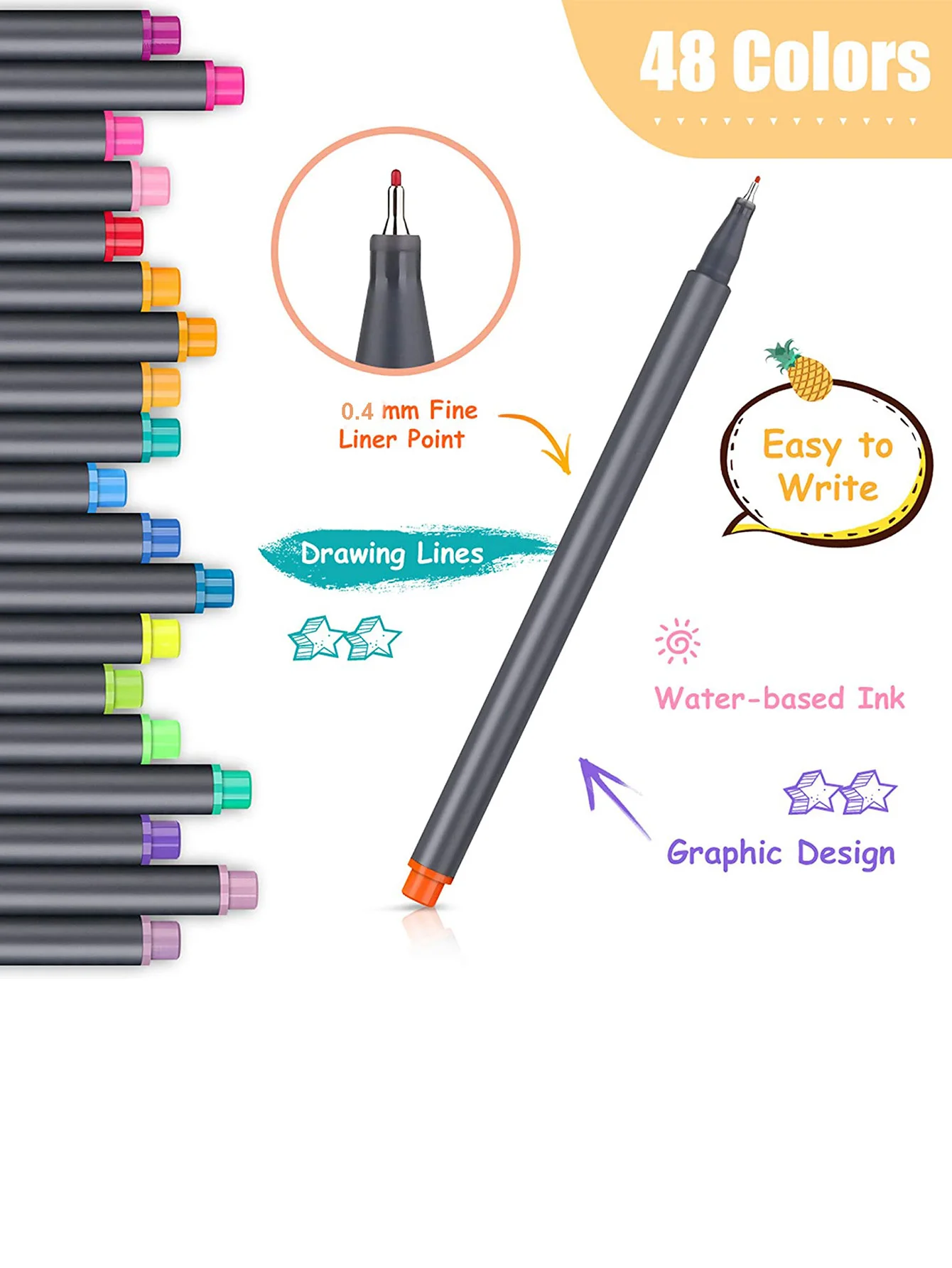 Bview Art Colored Pens Fine Point Markers Fine Tip Drawing Pens Fineliner Pen for Journaling Writing Note Art Office