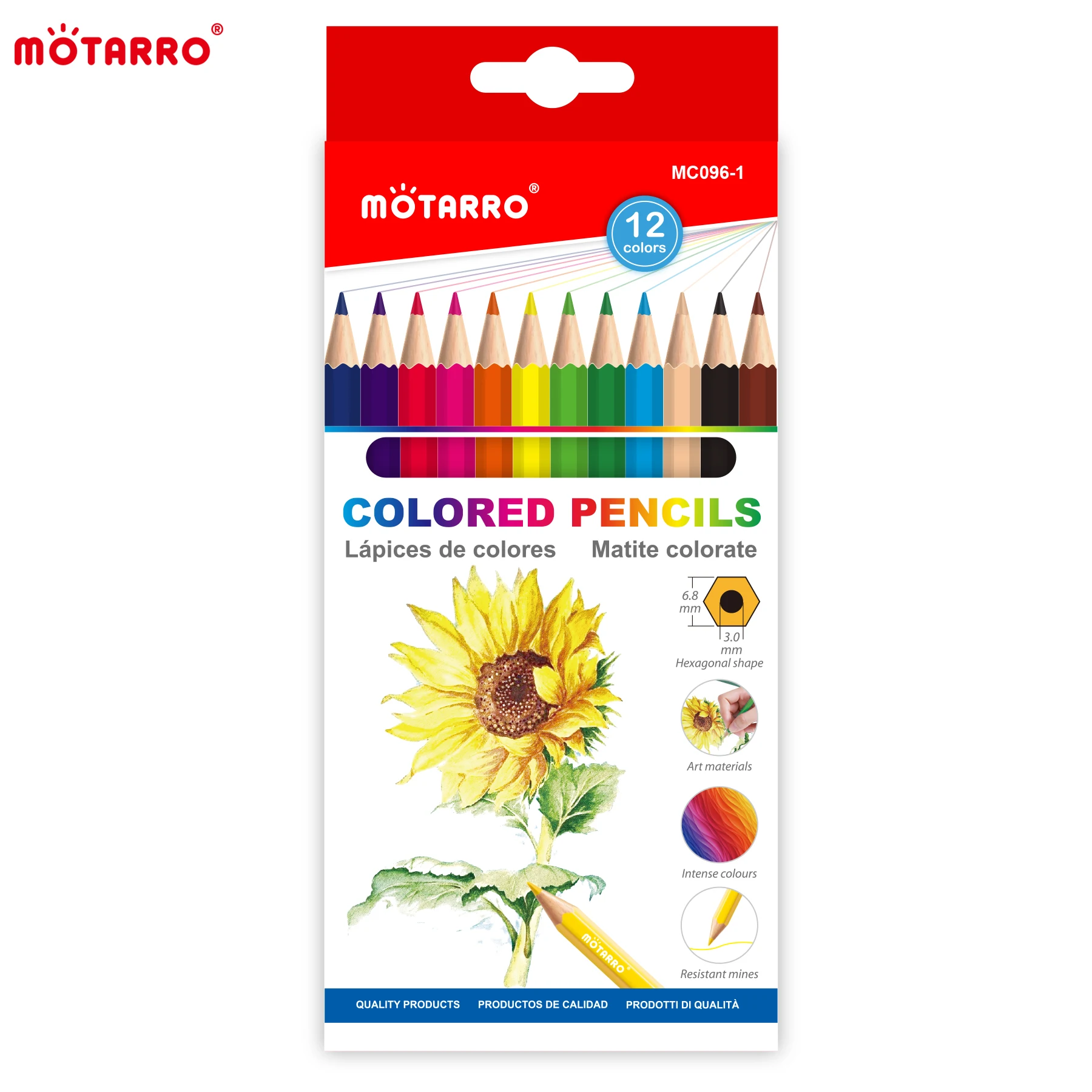 MOTARRO 12Pcs Colored Pencils Set Watercolor Drawing Pencils School Office Writing Stationery Drawing Sketching Art Supplies