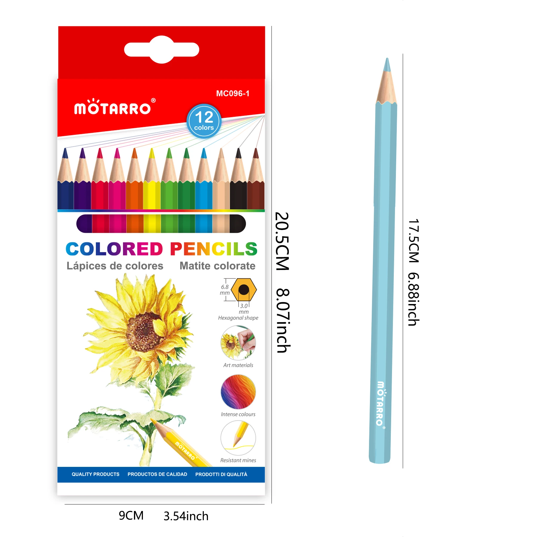 MOTARRO 12Pcs Colored Pencils Set Watercolor Drawing Pencils School Office Writing Stationery Drawing Sketching Art Supplies