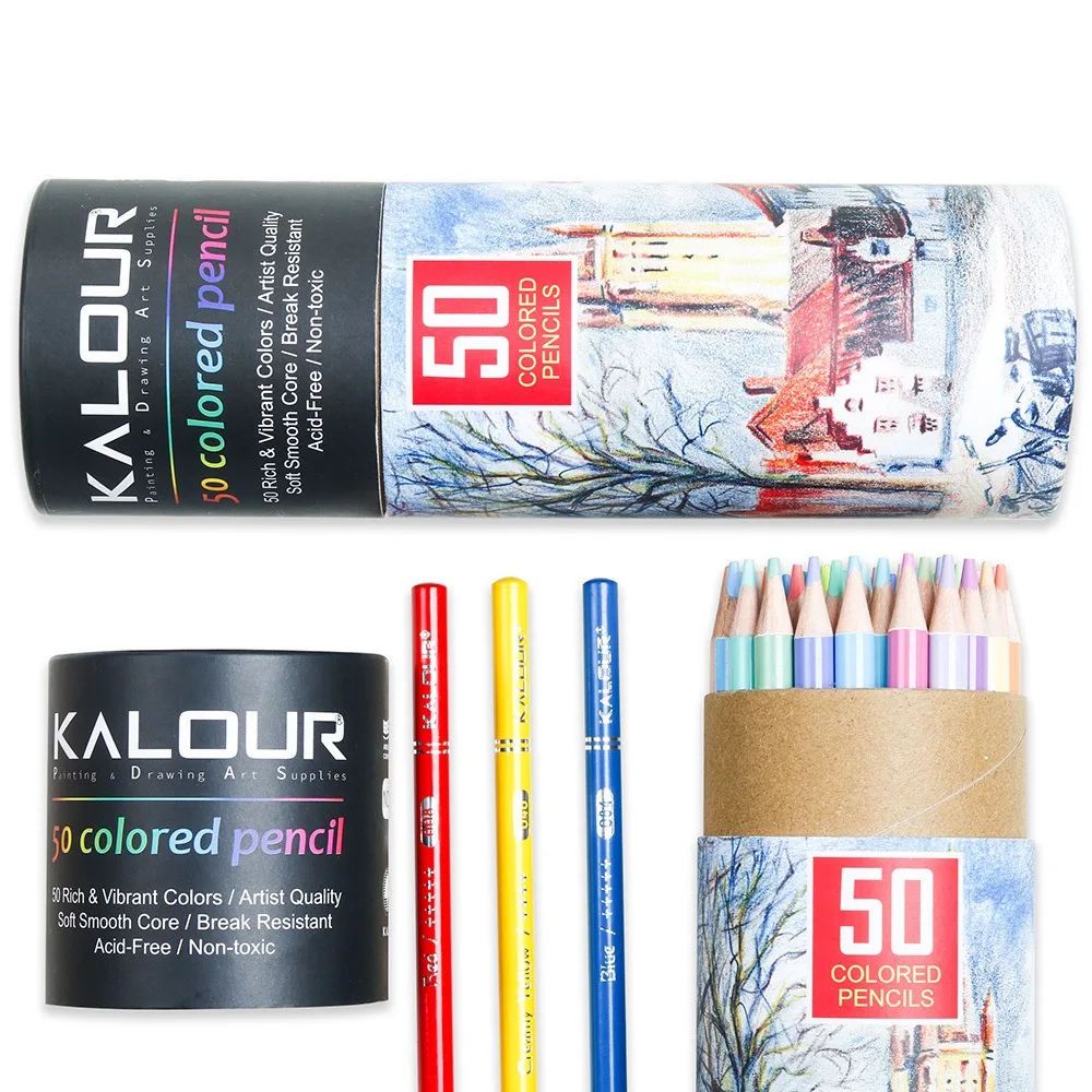 KALOUR 50/72/180/240/300 Pcs Oil Colored Pencils Set Professional Drawing Color Pencil For Artist Coloring Sketch Art Supplies