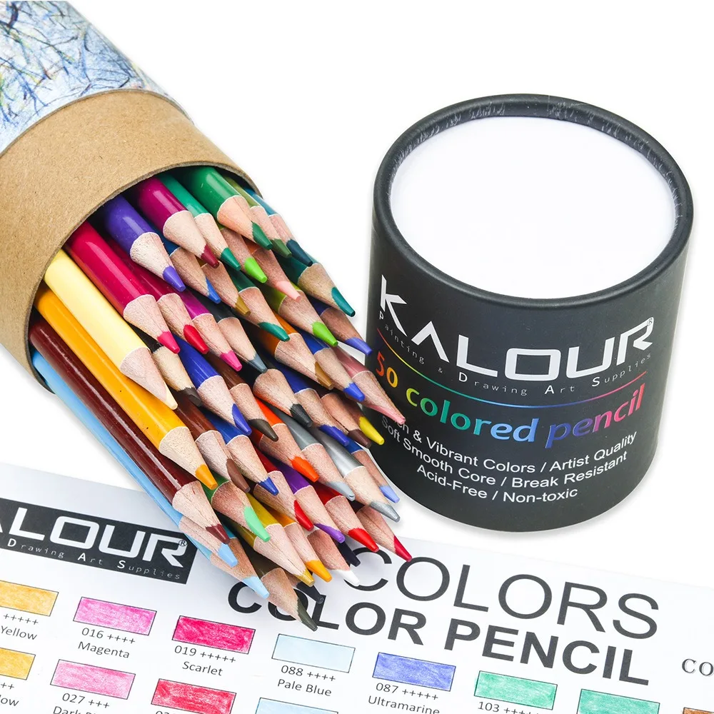 KALOUR 50/72/180/240/300 Pcs Oil Colored Pencils Set Professional Drawing Color Pencil For Artist Coloring Sketch Art Supplies