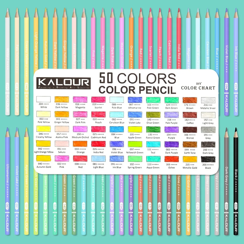 KALOUR 50/72/180/240/300 Pcs Oil Colored Pencils Set Professional Drawing Color Pencil For Artist Coloring Sketch Art Supplies