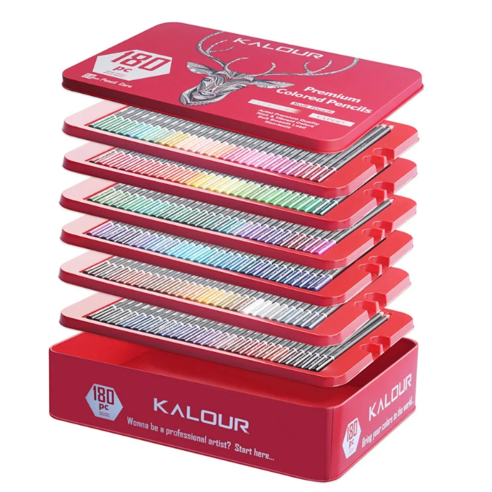 KALOUR 50/72/180/240/300 Pcs Oil Colored Pencils Set Professional Drawing Color Pencil For Artist Coloring Sketch Art Supplies