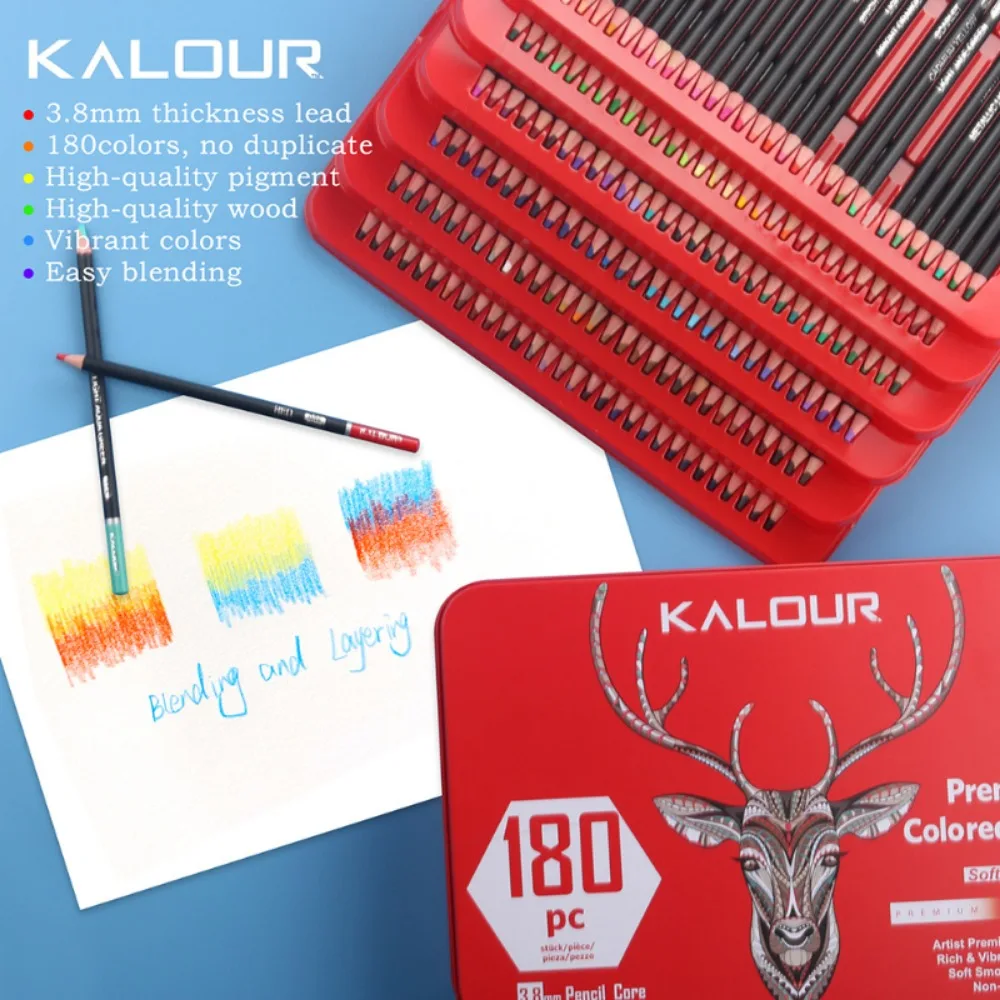 KALOUR 50/72/180/240/300 Pcs Oil Colored Pencils Set Professional Drawing Color Pencil For Artist Coloring Sketch Art Supplies