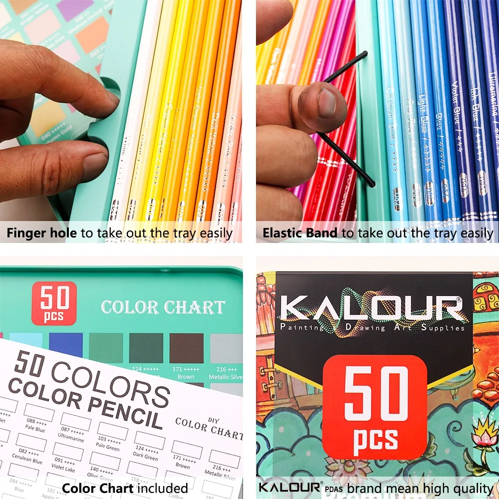 KALOUR 50/72/180/240/300 Pcs Oil Colored Pencils Set Professional Drawing Color Pencil For Artist Coloring Sketch Art Supplies