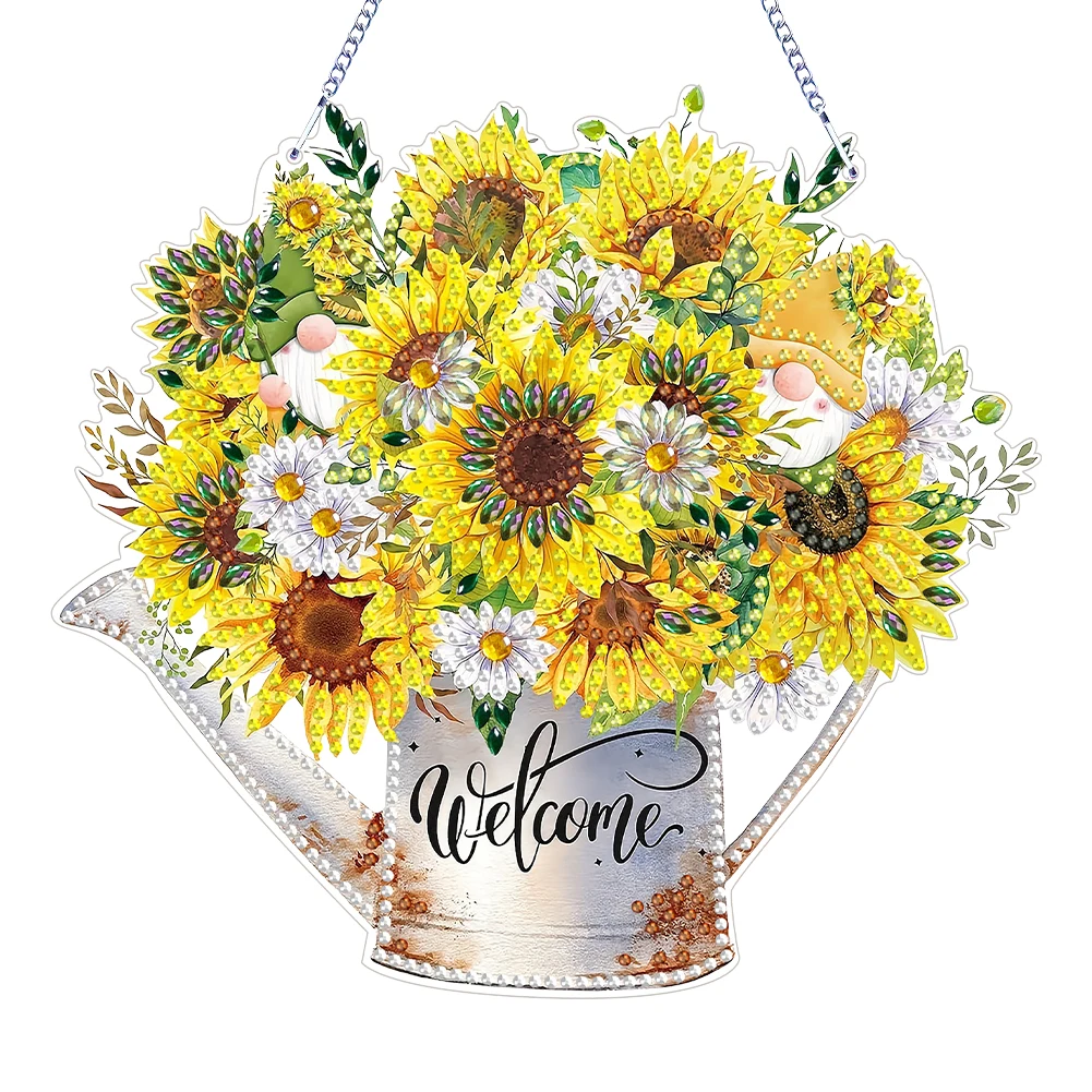 Double Sided Special Shaped Sunflower Diamond Painting Hanging Ornaments Kit Rhinestone Diamond Art Window Pendants for Adults