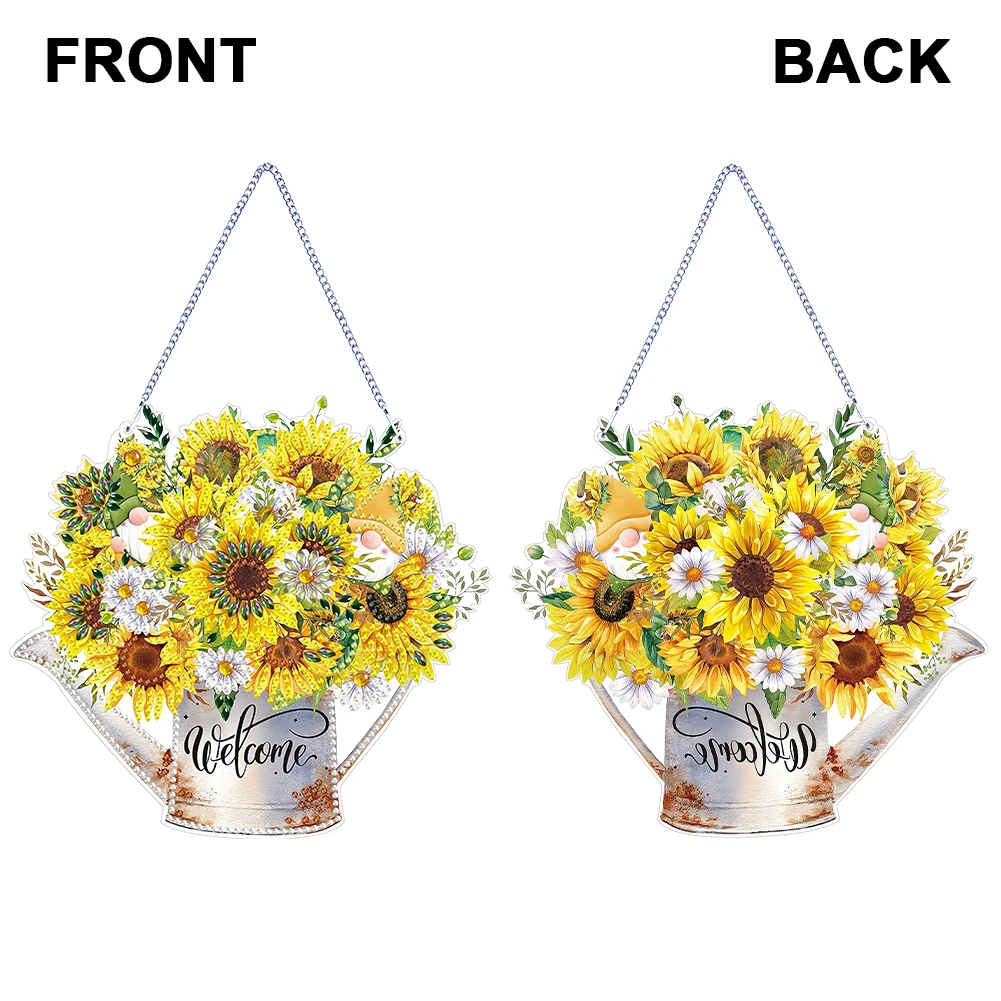 Double Sided Special Shaped Sunflower Diamond Painting Hanging Ornaments Kit Rhinestone Diamond Art Window Pendants for Adults