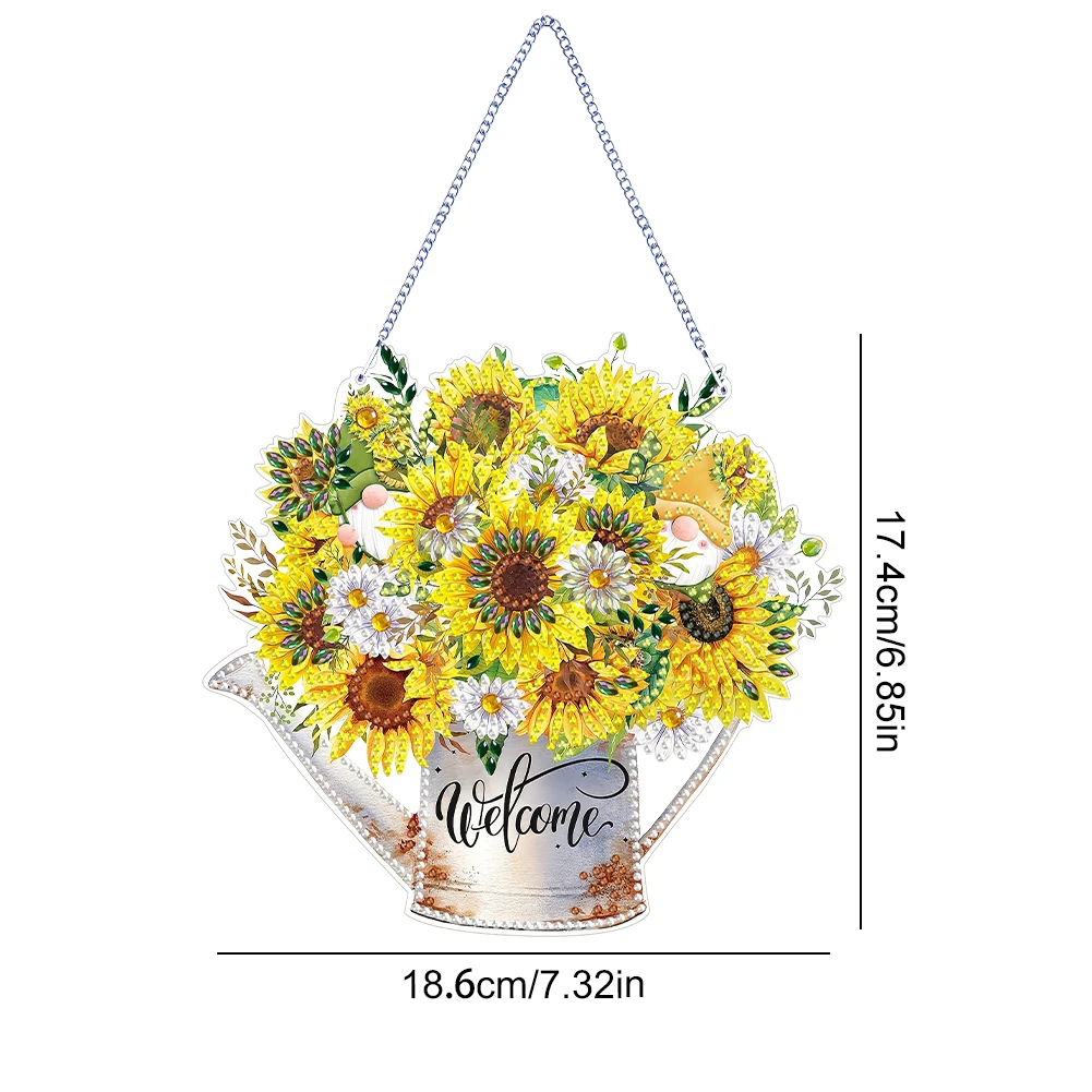 Double Sided Special Shaped Sunflower Diamond Painting Hanging Ornaments Kit Rhinestone Diamond Art Window Pendants for Adults