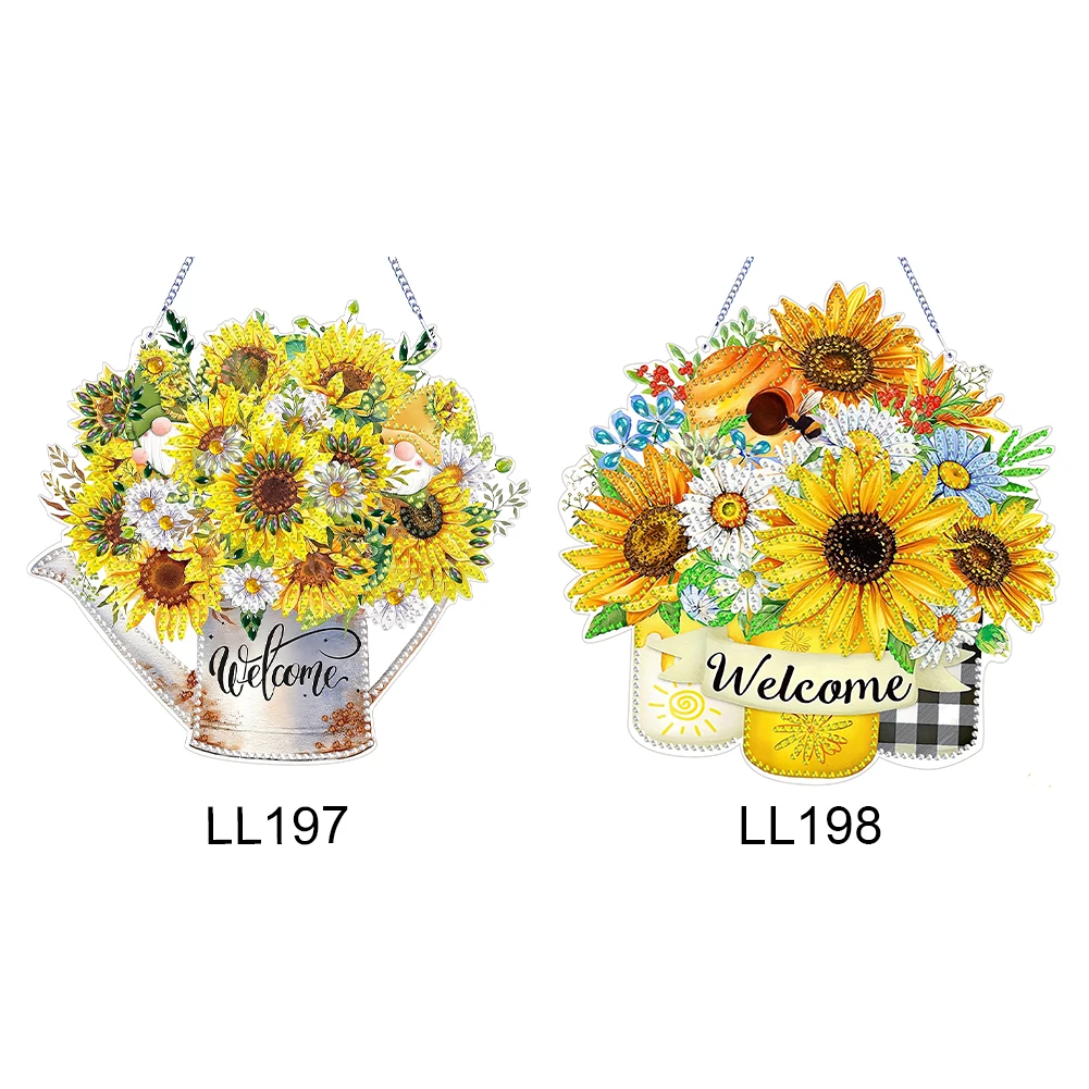 Double Sided Special Shaped Sunflower Diamond Painting Hanging Ornaments Kit Rhinestone Diamond Art Window Pendants for Adults