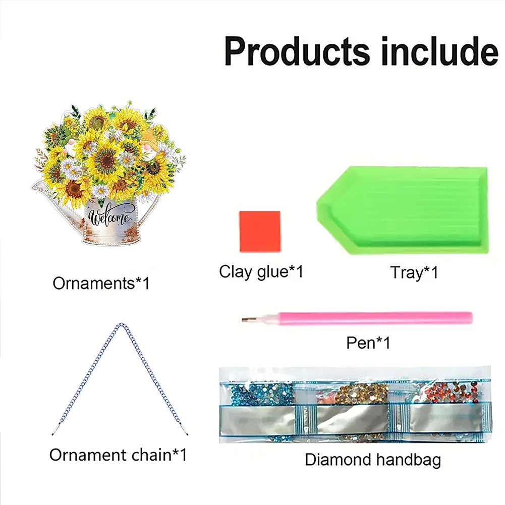 Double Sided Special Shaped Sunflower Diamond Painting Hanging Ornaments Kit Rhinestone Diamond Art Window Pendants for Adults