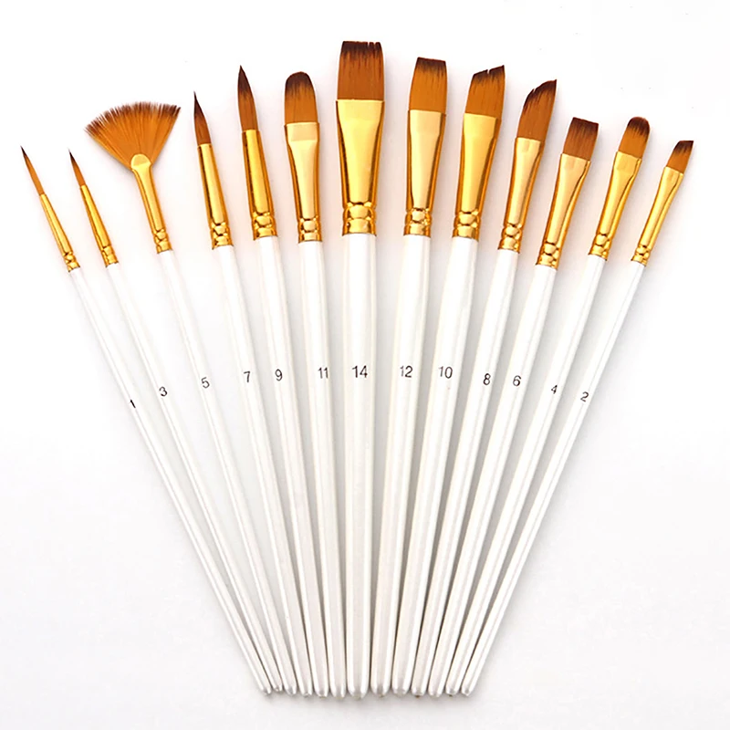 13Pcs Painting Brushes Set Artist Painting Brush for Oil Acrylic Watercolor Gouache Paint Professional Artist Supplies