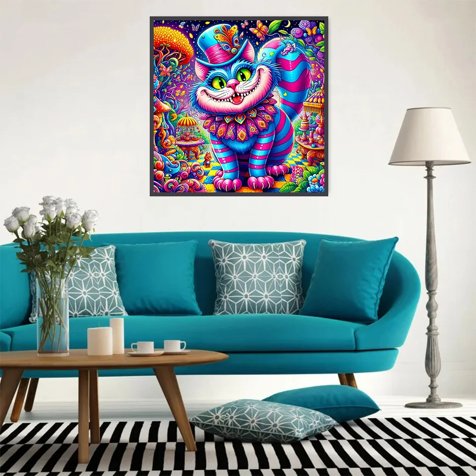 Disney Diamond Painting Cheshire Cat Rhinestone Pictures Embroidery Cartoon Adult Craft Mosaic Alice in Wonderland Wall Stickers