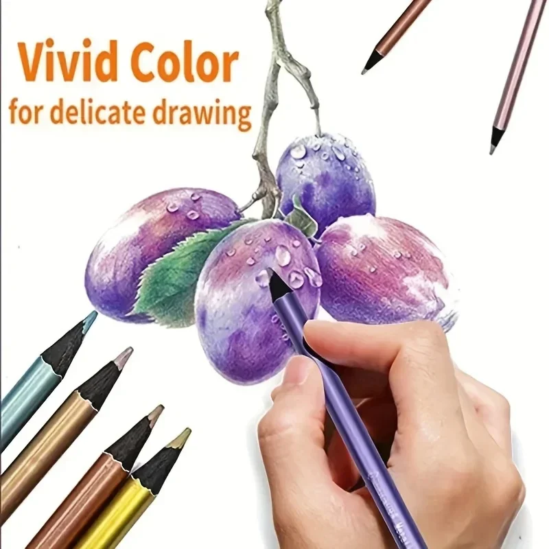 12 Color Metallic Colored Pencils Drawing Sketching Set Painting Coloring Colour Pencils Profession Art Supplies For Artist