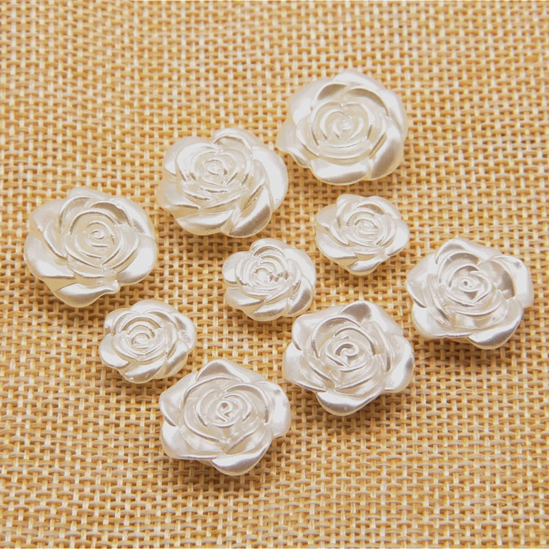 20PCS 16mm Rose Shaped Button Women Shirt Knitted Buttons Plastic Pearl Buttons Sewing DIY Supplies Handmade Accessories TMZ