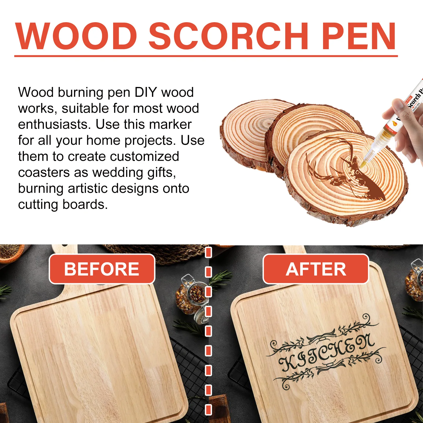 1PC Wood Burning Pen Non-Toxic Wood Scorch Chemical Woodburning Pen Tool Wood Burning Pen Marker for Arts and Crafts