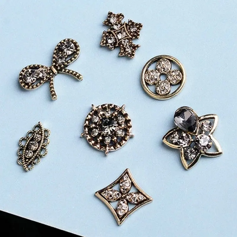 10pcs/lot Alloy Rhinestone Pearl Buttons Girl Hair Wedding Invitation Card Decorative Buttons Dress Crafts Jewelry Accessories