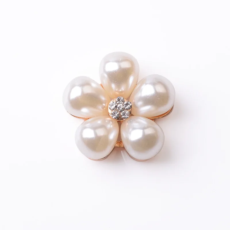 10pcs/lot Alloy Rhinestone Pearl Buttons Girl Hair Wedding Invitation Card Decorative Buttons Dress Crafts Jewelry Accessories