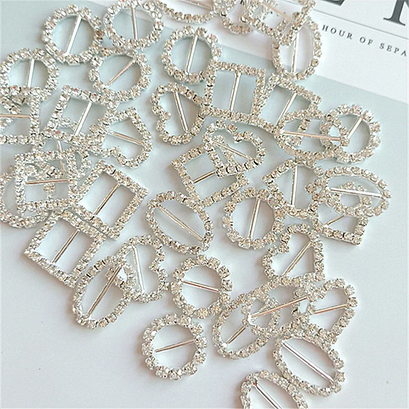 10pcs/lot Alloy Rhinestone Pearl Buttons Girl Hair Wedding Invitation Card Decorative Buttons Dress Crafts Jewelry Accessories