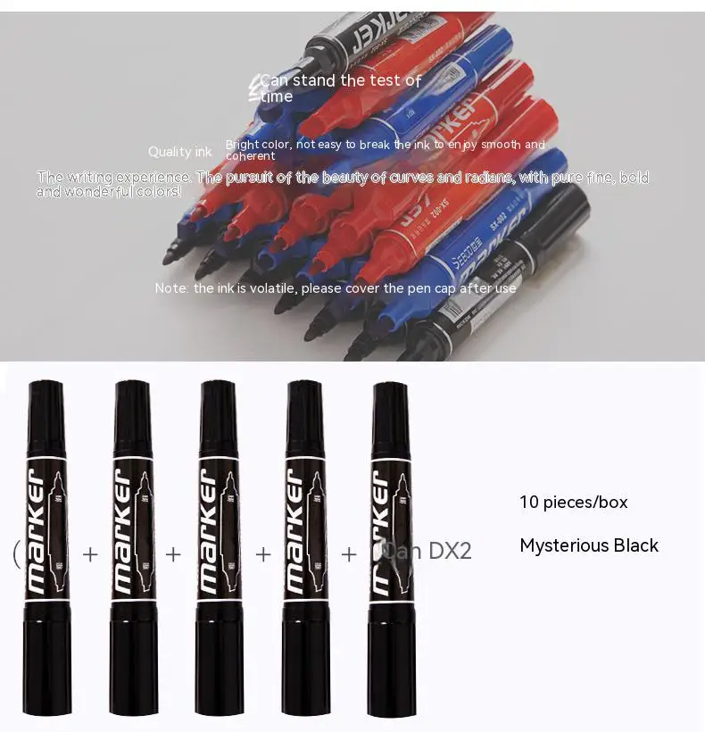 10pcs/set Twin Tip Colored Permanent Art Markers Pens Fine Point Waterproof Oily Black Ink Sketchbook Painting School Supplies