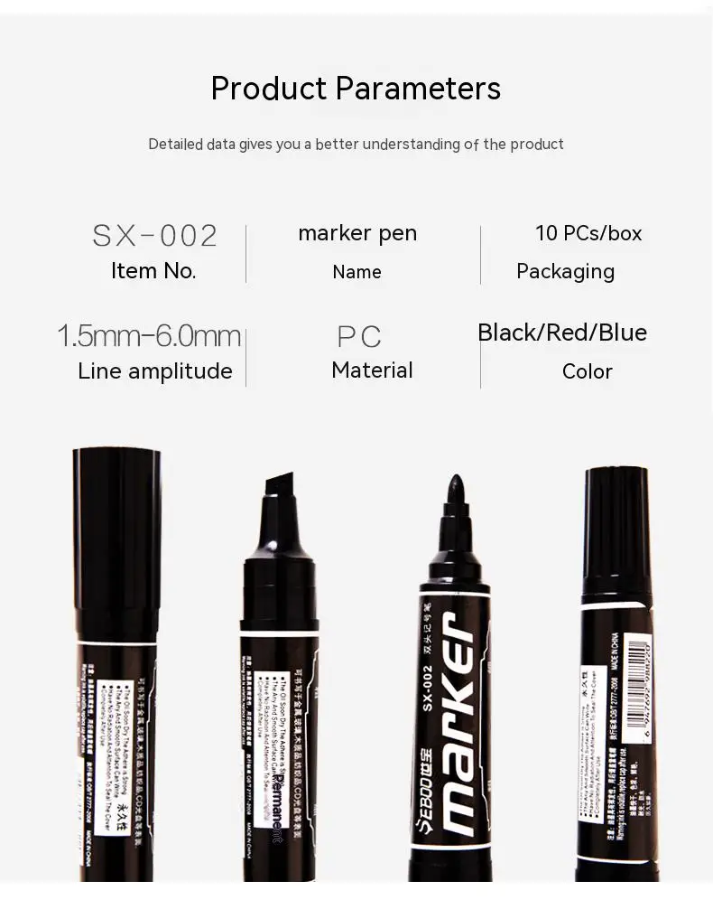 10pcs/set Twin Tip Colored Permanent Art Markers Pens Fine Point Waterproof Oily Black Ink Sketchbook Painting School Supplies