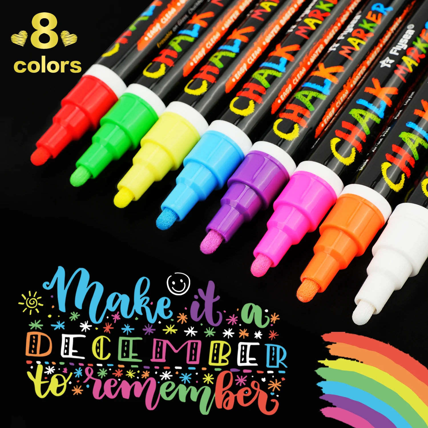 8PCS/Set Liquid Chalk Marker Pens Erasable Multi Colored Highlighters LED Writing Board Glass Window Art 8 Colours Marker Pens