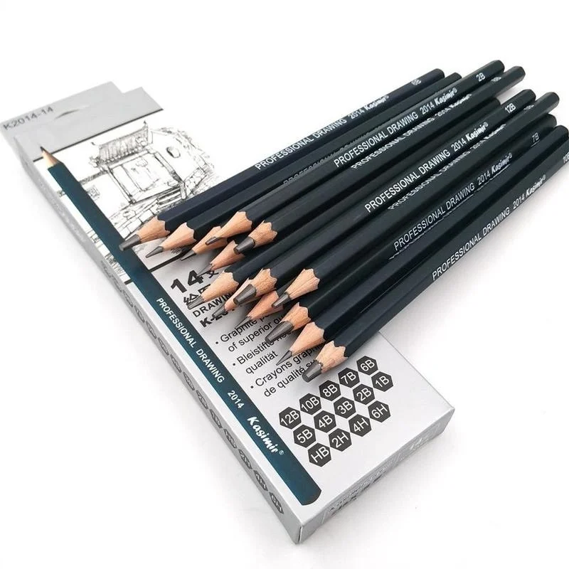 14Pcs/pack Drawing Pen Ultra Fine Line Marker Black Sketch Pen 6H 4H 2H HB B 2B 3B 4 B 5B 6B 7B 8B 10B 12B Art Marker Pencil