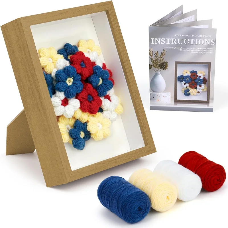 Crochet Kits for Beginners Crochet Kit Knitting Kit Crochet Photo Frame Bouquet Set for Beginners Adults DIY Craft Supplies