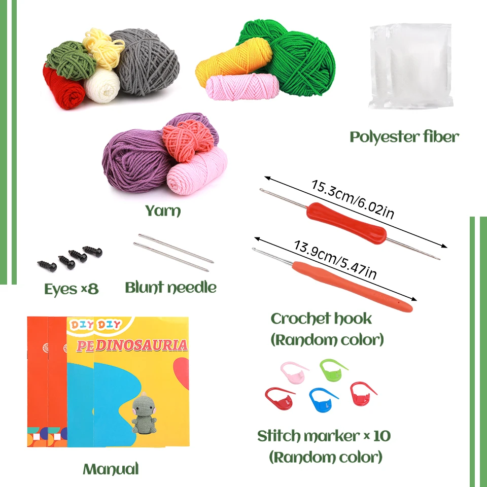 KRABALL Penguin Dinosaur DIY Animal Beginners Kniting Kit for Adults and Kids with Crochet Hook Accessories and Instructions