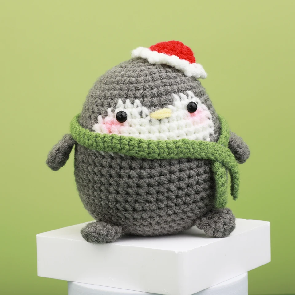 KRABALL Penguin Dinosaur DIY Animal Beginners Kniting Kit for Adults and Kids with Crochet Hook Accessories and Instructions