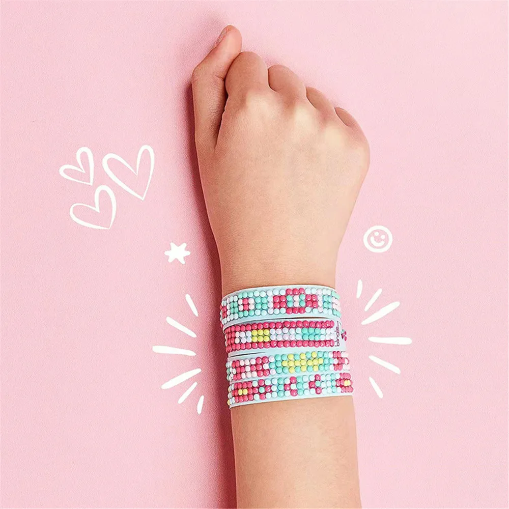 2/5Pcs Creative DIY Diamond Painting Wristband Adjustable Children Bracelet Adults Kids Jewelry Diamond Embroidery Art Crafts