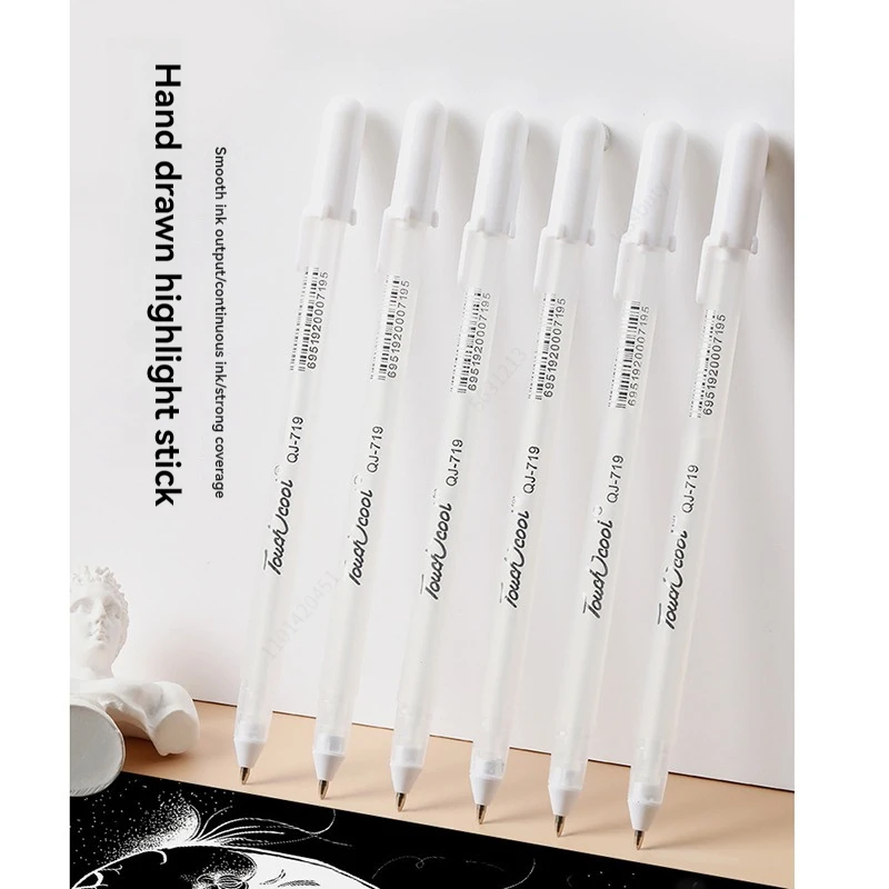 5 PCS White Manga Marker Pens Set 0.8mm Permanent Ink Scrapbook Tire Pen Waterproof School Supplies Stationery Art Brush Pen