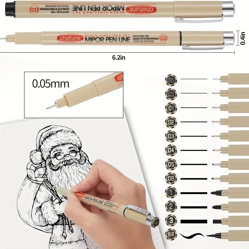 FineLine Pen Set Extra Fine Tip Sketching Marker Waterproof Drawing Tick Pens Painting Art Supplies for School Office Stationery