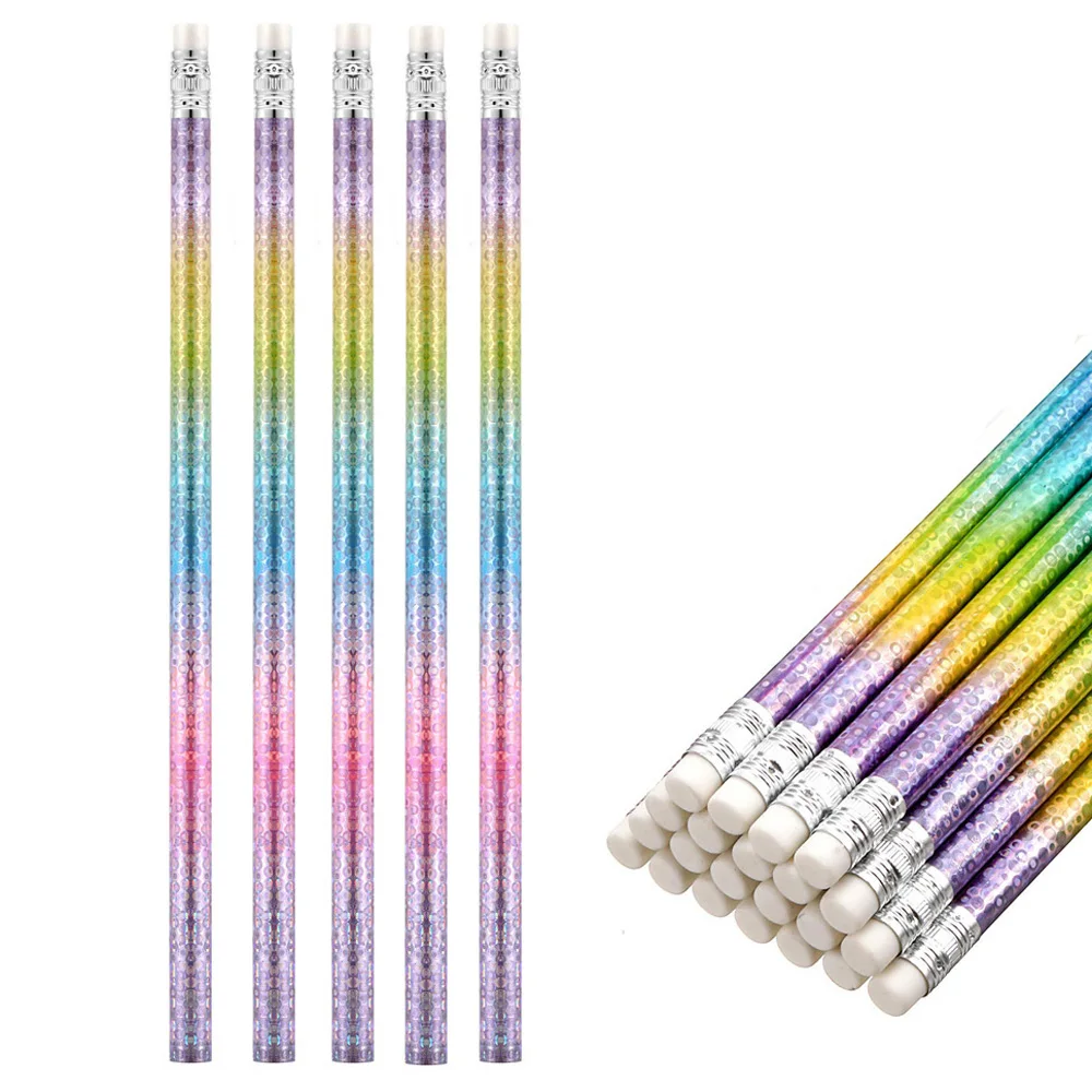 12PCS Starry Sky Rainbow Pencil HB Gradient Cute Pencils Colorful Drawing Pencil Set For Kids Student Sketching School Supplies