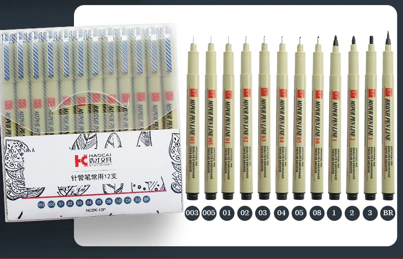 Pigma Micron Pen Set Pigment Liner Needle Soft Brush Drawing Pen lot 003 005 01 02 03 04 05 08 1 2 3 Art Markers Sketching Pen