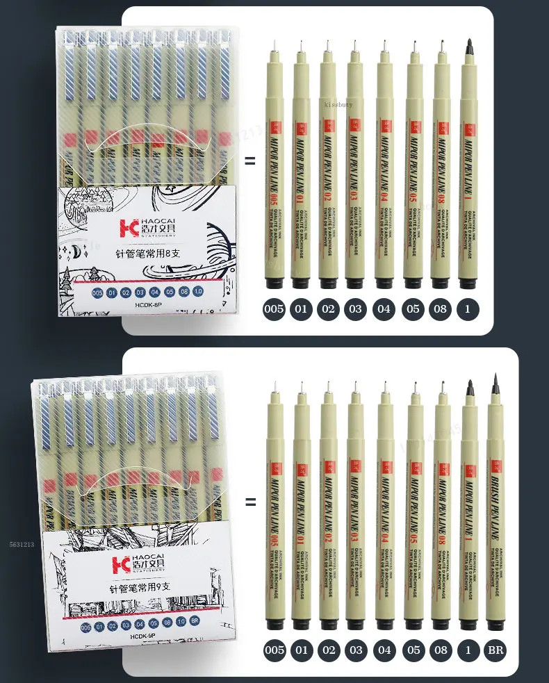 Pigma Micron Pen Set Pigment Liner Needle Soft Brush Drawing Pen lot 003 005 01 02 03 04 05 08 1 2 3 Art Markers Sketching Pen