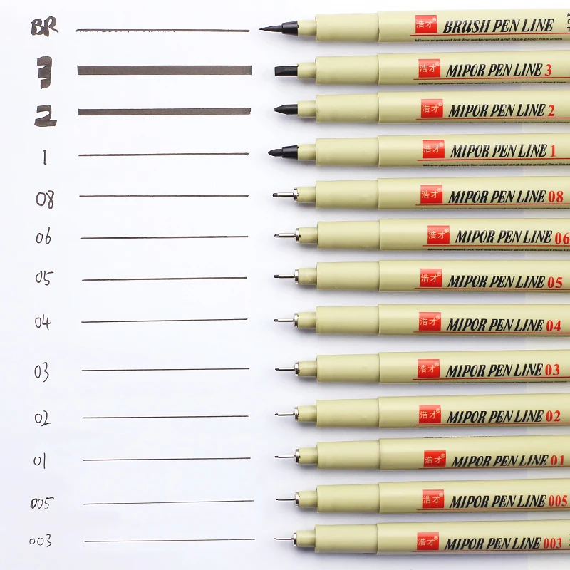 Pigma Micron Pen Set Pigment Liner Needle Soft Brush Drawing Pen lot 003 005 01 02 03 04 05 08 1 2 3 Art Markers Sketching Pen