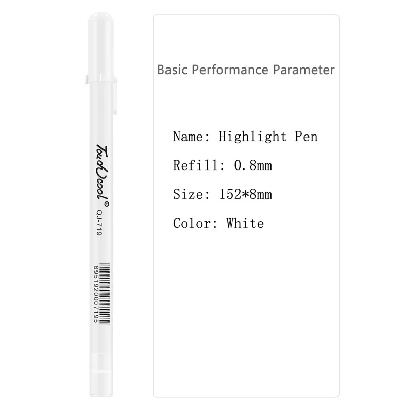 3 Pcs 0.8mm Creative White Ink Pen Highlight Marker Pen Fine Tip for Students Drawing Art Writing School Stationery Supplies