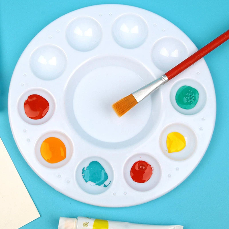 Bview Art 10 Holes Palette Artist Children Students Art Craft Color Mixing Tray Portable Painting Palette White Painting Tools