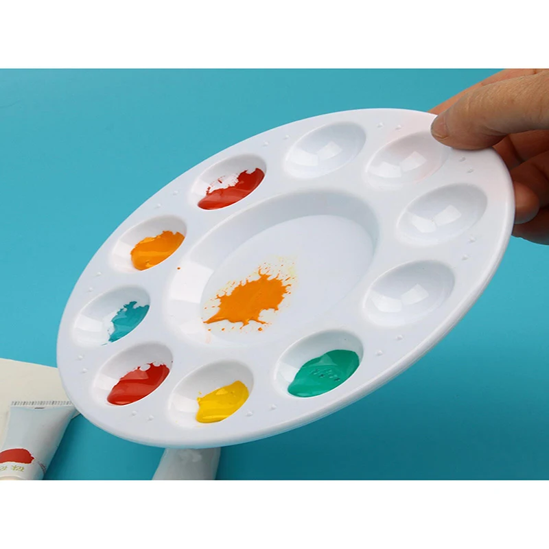 Bview Art 10 Holes Palette Artist Children Students Art Craft Color Mixing Tray Portable Painting Palette White Painting Tools